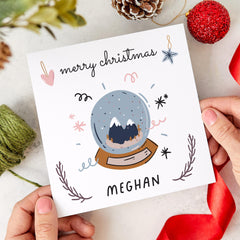 Personalised Merry Christmas Card With Cute Snow Globe Design For Couples Boyfriend Girlfriend Wife Husband Newlywed Engaged Friend Xmas