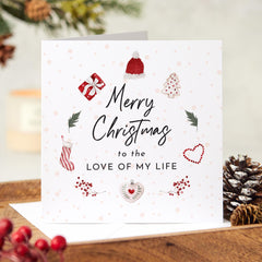 Merry Christmas To The Love Of My Life Card Couples Newlywed Engaged Girlfriend Boyfriend Wife Husband 1St First Xmas Gift Card Romantic