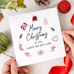 Merry Christmas To The Love Of My Life Card Couples Newlywed Engaged Girlfriend Boyfriend Wife Husband 1St First Xmas Gift Card Romantic