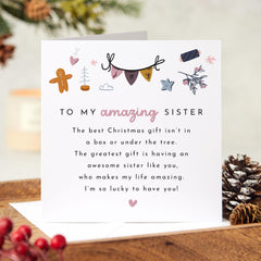 Christmas Card For Sister Merry Christmas To My Amazing Sister Card For Her The Best Christmas Gift Xmas Card The Greatest Gift For Xmas