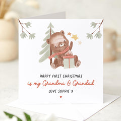 Happy First Christmas As My Grandma And Grandad Card With Name Happy 1St Xmas For Her Him Greeting Card New Grandparents Christmas Card