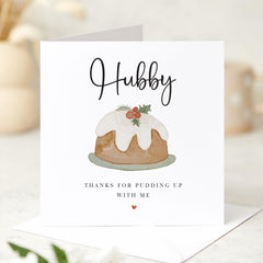 Christmas Card For Husband Hubby Thanks For Pudding Up With Me Card For Him Xmas Card Funny Husband Card First Christmas As My Husband