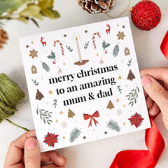 Christmas Card For Mum And Dad Merry Christmas To An Amazing Mum And Dad Gift Card With Xmas Tree Mummy And Daddy New Dad Mum Greeting Cards