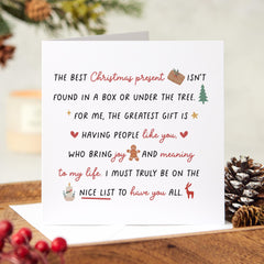 Christmas Card For Friend Mum Dad Her Him Family Girlfriend Boyfriend Grandma Grandad Bestie Nanny Sister The Best Xmas Gift Is You