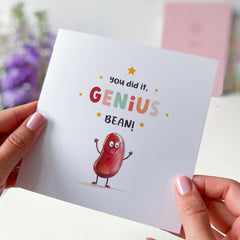 Exam Result Card You Did It Genius Bean Exam Result Gift Card For Her Him A Level Gcse Congratulations Card Your Results Little Genius