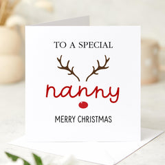 Christmas Card For Nanny Merry Christmas Card To A Special Nanny With A Cute Reindeer Xmas Special Gift Card Xmas Cards For Her Lovely