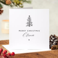 Merry Christmas Card With Name Personalised Gift Card For Her Him Friend Boyfriend Girlfriend Xmas Tree Design Greeting Card