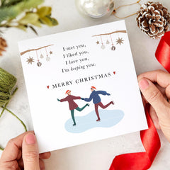 Merry Christmas Gift Card I Met You I Liked You I Love You I Am Keeping You For Her Him Boyfriend Girlfriend Wife Husband Ice Skating Couple