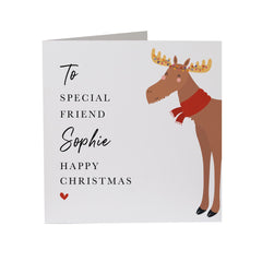 Personalised Christmas Card For A Friend To A Special Friend Merry Christmas Gift Card With Name Cute Reindeer Xmas For Her Him Gift