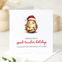 Spud-Tacular Funny Christmas Card For Her Him Friend Family Mum Dad Bestie Cousin Gift Xmas Wishes Card For Holiday Spud Card