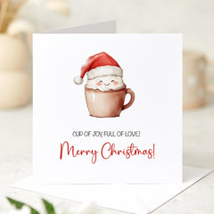 Merry Christmas Card With Cute Hot Chocolate Cup For Her Him Friend Wife Husband Best Friend Cup Of Joy Full Of Love Funny Xmas Card