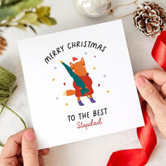 Card For Stepdad Merry Christmas Card To The Best Stepdad For Him Xmas Card Greeting Card With Fox Theme Cute Fox Xmas Card