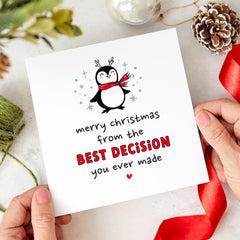 Funny Christmas Card For Boyfriend Girlfriend Wife Husband From Best Decision You Ever Made Gift Card Penguin For Her Him Mum Dad