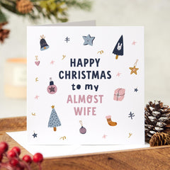 Christmas Card For Fiancee Happy Christmas Card With "To My Almost Wife" Text For Couple Girlfriend Fiancee Engaged Xmas Greeting Card