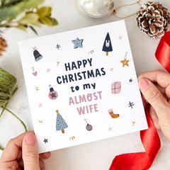 Christmas Card For Fiancee Happy Christmas Card With "To My Almost Wife" Text For Couple Girlfriend Fiancee Engaged Xmas Greeting Card