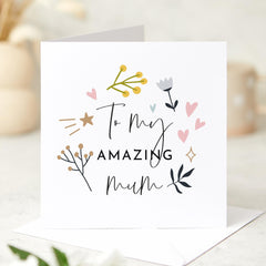 To My Amazing Mum Card Christmas Birthday Mother's Day Gift Card For Her Mom Mommy Mum Greeting Cards Mum's Birthday Card Thank You Mum