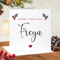 Merry Christmas Card With Name Elegant Floral Design For Her Him Friend Bestie For Best Friend Xmas Cards Doctor Nurse Colleague Employee