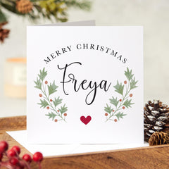 Personalised Merry Christmas Card With Name Perfect For Her Him Best Friend Stepdaughter Mother-In-Law Step-Mum Auntie Sister Cousin Mum