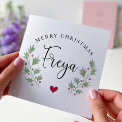 Personalised Merry Christmas Card With Name Perfect For Her Him Best Friend Stepdaughter Mother-In-Law Step-Mum Auntie Sister Cousin Mum