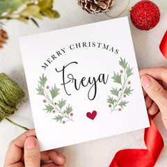 Personalised Merry Christmas Card With Name Perfect For Her Him Best Friend Stepdaughter Mother-In-Law Step-Mum Auntie Sister Cousin Mum