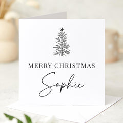 Personalised Merry Christmas Card With Name Xmas Tree Design With Name For Her Him Friend Corporate Xmas Cards For Employees Colleague Boss