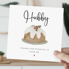 Christmas Card For Husband Hubby Thanks For Pudding Up With Me Card For Him Xmas Card Funny Husband Card First Christmas As My Husband