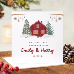 First Christmas In Your New Home Card With Couple Names 1St Xmas Gift Card Christmas At Our New Home Greeting Card Newlywed Gift Card