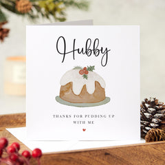 Christmas Card For Husband Hubby Thanks For Pudding Up With Me Card For Him Xmas Card Funny Husband Card First Christmas As My Husband