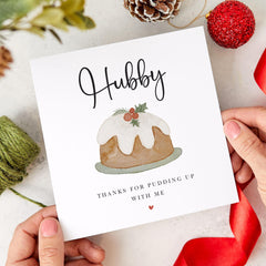 Christmas Card For Husband Hubby Thanks For Pudding Up With Me Card For Him Xmas Card Funny Husband Card First Christmas As My Husband