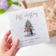 Our 1St Christmas As Mr And Mrs Last Name Card Personalised Our First Christmas Married Newlywed Xmas Card Newlywed Card For Wife Husband