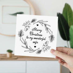 Merry Christmas To My Wonderful Wife Card Newlywed Wife Her Wifey 1St First Xmas Gift Card Romantic Card For Wife