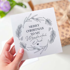 Merry Christmas To My Wonderful Dad Card Xmas Card For Daddy First Christmas As My Dad Modern Minimal Design