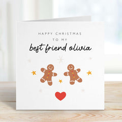 Christmas Card For Best Friend With Name Personalised Bestie Xmas Card Xmas Cards For Her Him Best Friends You Are The Best Gingerbread Card