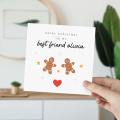 Christmas Card For Best Friend With Name Personalised Bestie Xmas Card Xmas Cards For Her Him Best Friends You Are The Best Gingerbread Card