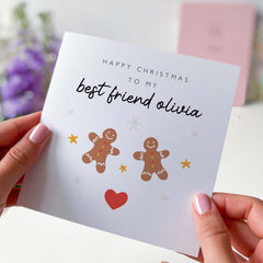 Christmas Card For Best Friend With Name Personalised Bestie Xmas Card Xmas Cards For Her Him Best Friends You Are The Best Gingerbread Card