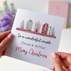 Merry Christmas To A Wonderful Couple Card With Names Christmas Card For Newlywed Married Engaged Couple Neighbour