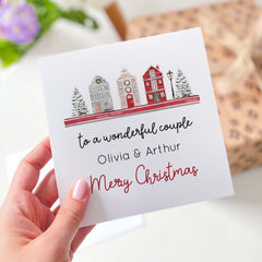 Merry Christmas To A Wonderful Couple Card With Names Christmas Card For Newlywed Married Engaged Couple Neighbour