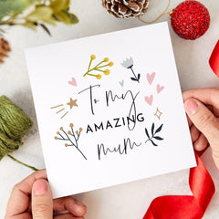 To My Amazing Mum Card Christmas Birthday Mother's Day Gift Card For Her Mom Mommy Mum Greeting Cards Mum's Birthday Card Thank You Mum