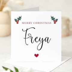 Merry Christmas Card With Name Elegant Floral Design For Her Him Friend Bestie For Best Friend Xmas Cards Doctor Nurse Colleague Employee