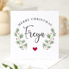 Personalised Merry Christmas Card With Name Perfect For Her Him Best Friend Stepdaughter Mother-In-Law Step-Mum Auntie Sister Cousin Mum