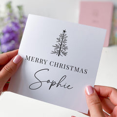 Personalised Merry Christmas Card With Name Xmas Tree Design With Name For Her Him Friend Corporate Xmas Cards For Employees Colleague Boss