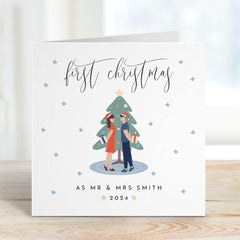 Our 1St Christmas As Mr And Mrs Last Name Card Personalised Our First Christmas Married Newlywed Xmas Card Newlywed Card For Wife Husband