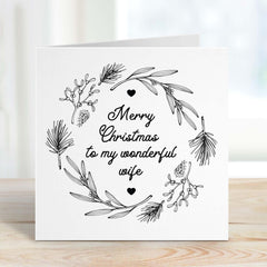 Merry Christmas To My Wonderful Wife Card Newlywed Wife Her Wifey 1St First Xmas Gift Card Romantic Card For Wife