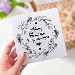 Merry Christmas To My Wonderful Wife Card Newlywed Wife Her Wifey 1St First Xmas Gift Card Romantic Card For Wife