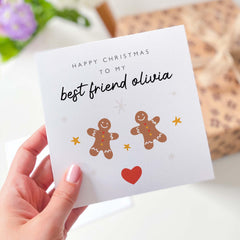 Christmas Card For Best Friend With Name Personalised Bestie Xmas Card Xmas Cards For Her Him Best Friends You Are The Best Gingerbread Card