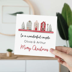 Merry Christmas To A Wonderful Couple Card With Names Christmas Card For Newlywed Married Engaged Couple Neighbour