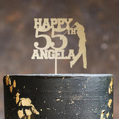 Women Golf Birthday Cake Topper with Age and Name Personalised Wooden Golf Party Cake Decor 30th 40th 45th 50th 60th for Her Woman Adult