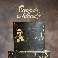Congrats Wooden Cake Topper for Graduation wood cake topper with cap Black gold rustic white pink Graduation Party decor gift Class of 2025