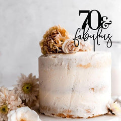 70 & Fabulous Cake Topper 30 40 50 60 80 90 Wooden Gold Silver Rose Gold Black Painted Birthday Party Decoration Milestone Custom Age