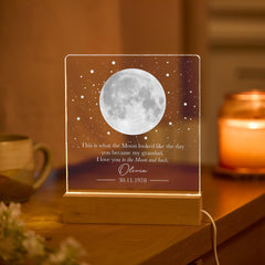 Personalised Grandad Moon Lamp, Custom Moon Phase Night Light, Grandfather Acrylic LED Gift
